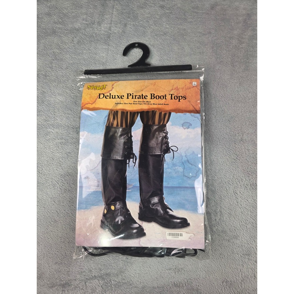 Spirit Halloween Deluxe Pirate Boot Tops Black Faux Leather Costume Accessory